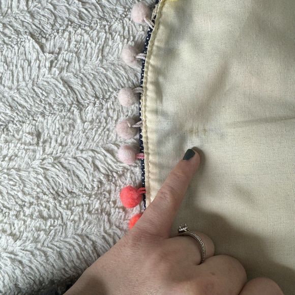 A&B America And Beyond Embroidered Floral Backpack Pom Poms Tassels Neon *Flaw - Picture 9 of 16